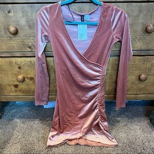 Pink Velvet Bodycon Dress